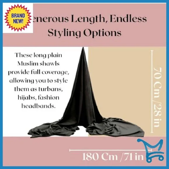 Premium Bamboo Jersey Hijab Scarf 71x28in Stretchy Turban Head Wrap